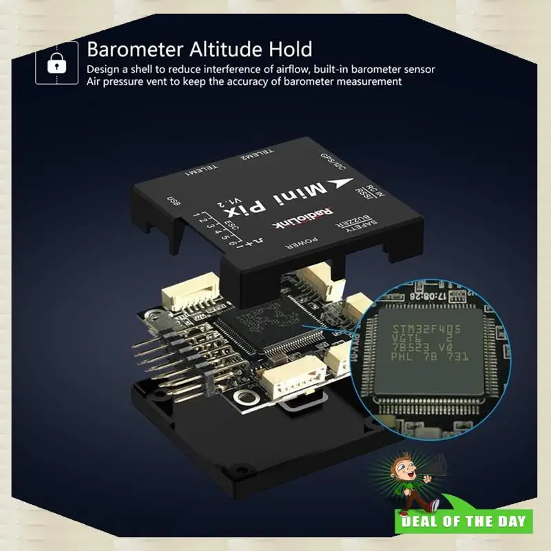 تسليم 24 ساعة Radiolink Mini Pix V1.2 APM وحدة تحكم في الطيران لطائرة بدون طيار FPV إطار رباعي مدمج، تصميم عالي الأداء