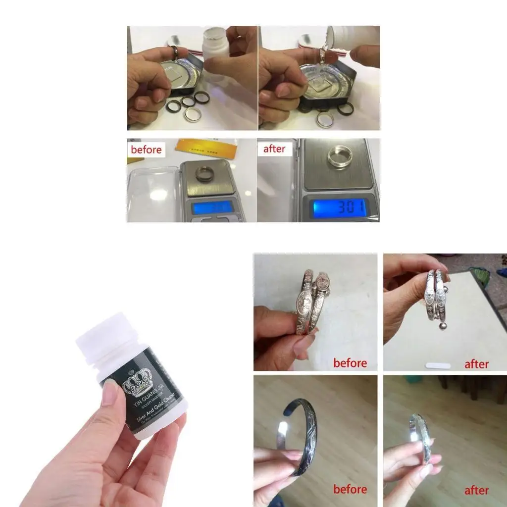 195C 2Pcs Jewelry Cleaning Versatile Rust Remover Anti Tarnish for Protection Ring Diamond Rust Detergent 40ml Silver Gold C