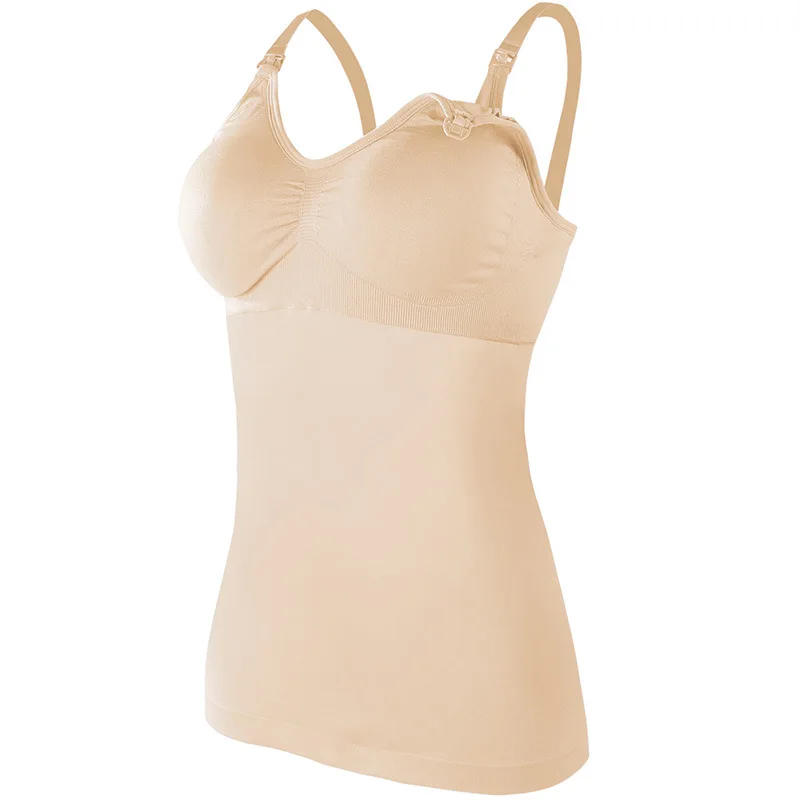 Built-in Shelf Bra Maternity Cami,Seamless Breastfeeding Plus Size Nursing Tank Tops for Women Vest Pregnancy Postpartum