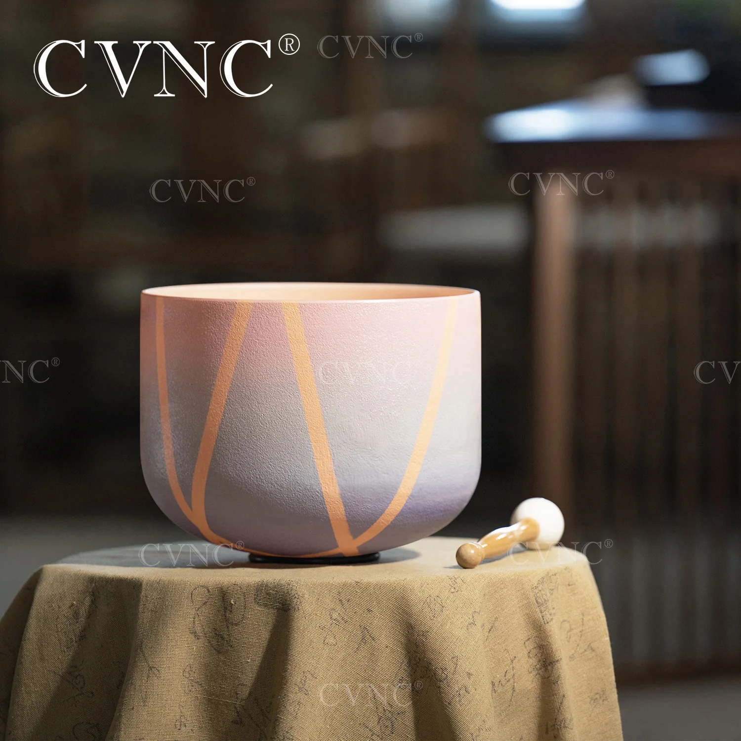 

CVNC 6 Inch 440/432HZ Paris Morning Fog Color Quartz Crystal Singing Bowl for sound healing instrument with Mallet