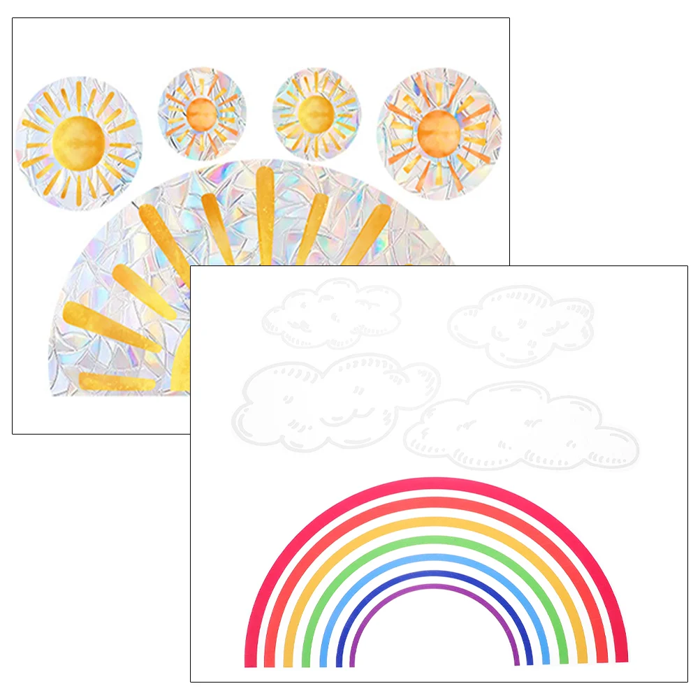 

2 Sheets Sun Static Cling Wall Stickers Decal Window Decor Non Adhesive Glass Sticker Home Decorations