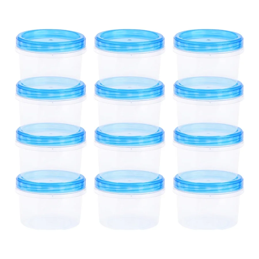 

12 Packs Food Storage Containers Leakproof Stackable Lunch Box 17 oz Blue