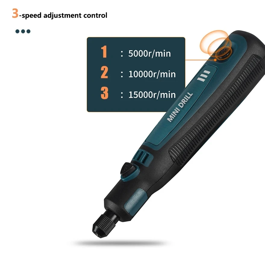 Cordless Electric Drill Grinder Dremel Rotary Tool Rechargeable Battery Woodworking Engraving 3 Speed Mini Engraver Pen