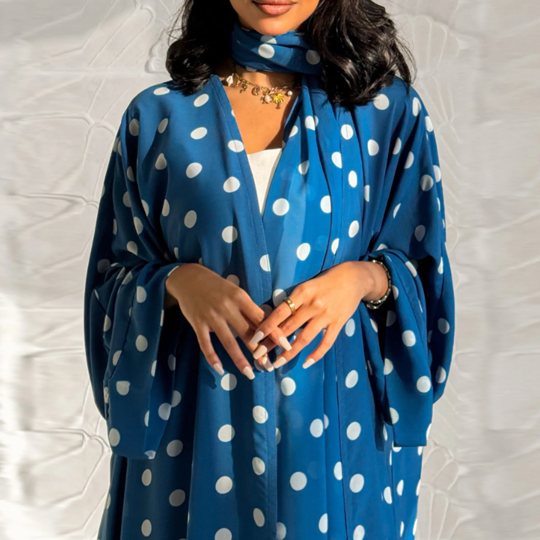 جديد رمضان البولكا نقطة سترة الحجاب فستان مسلم مجموعة النساء دبي عباية مفتوحة تركيا قفطان عيد كيبيا قفطان فام رداء جلابية