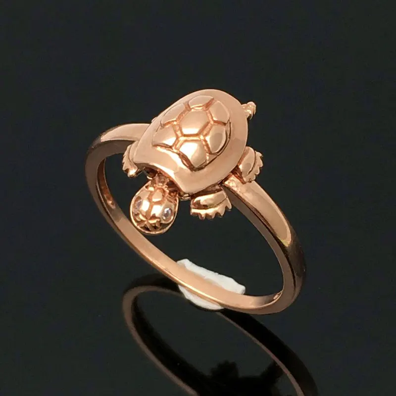 Designers original brand new in 585 purple gold elegant charm golden tortoise-shaped lady attends the reception rings for women