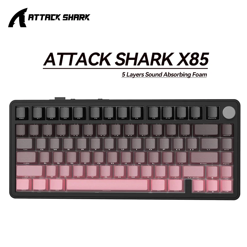 

X85 Attack Shark RGB Bluetooth Mechanical Keyboard ,Metal Knobs,2.4G Tri-mode,full-key Hot-swap, Win&mac