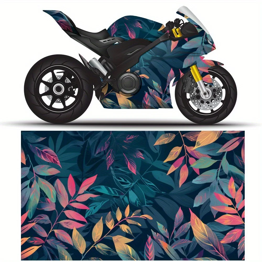 

2 шт. самоклеящаяся наклейка из ПВХ для мотоцикла с красочным рисунком листва, пленка для кузова мотоцикла, подходит для большинства мотоциклов, V