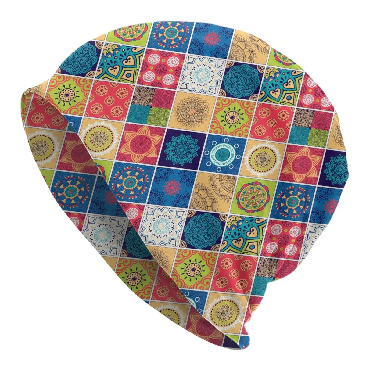 Custom Arabic Ethnic Floral Mandalas Pattern Beanie Cap Unisex Winter Warm Bonnet Homme Knitting Hats Skullies Beanies Hat