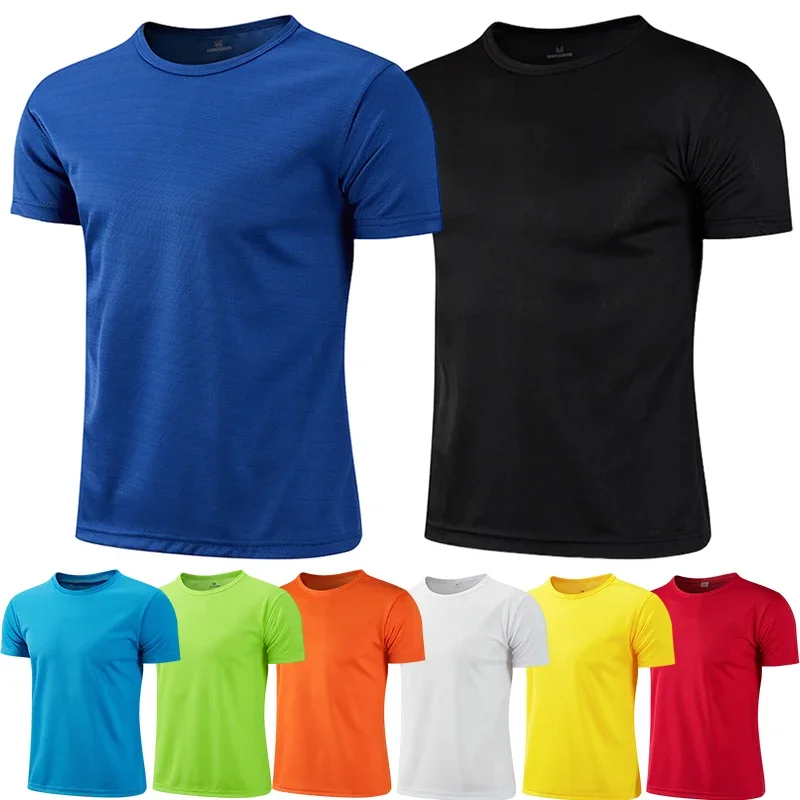 Sportliches T-Shirt für Herren, Sommer, tägliche Übung, Training, kurzärmelig, für Herren, Fitnessstudio, Fitness, Laufen, Leichtathletik, schnell trocknende T-Shirts, 8 Farben