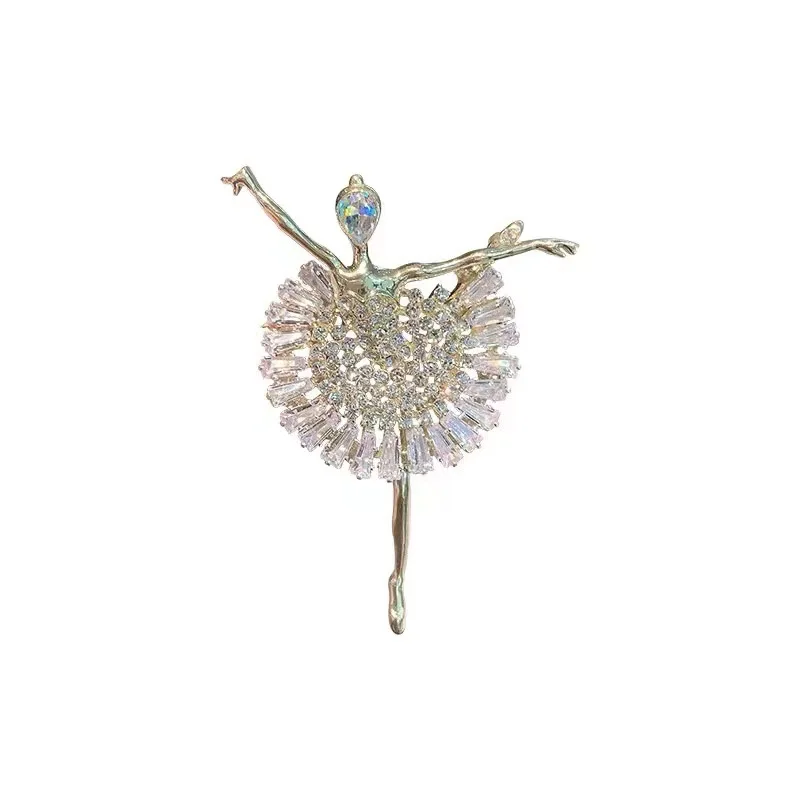 Fashion Ballet Girl Brooches for Women Luxury Zircon Rhinestones Pins Brooch 2022 Cute Broches Pin Wholesale Jewelry Party Gift