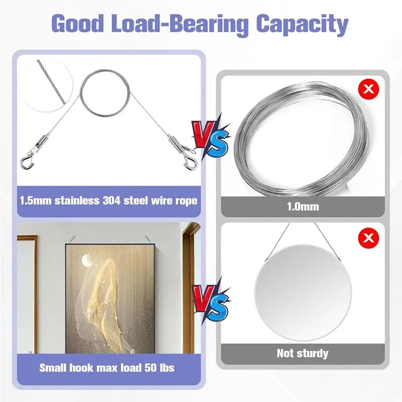 B69C Heavy Duty 28PCS Picture For Hanging Kit, Adjustable Wire& D-Rings For Mirrors, Frames, Artwork