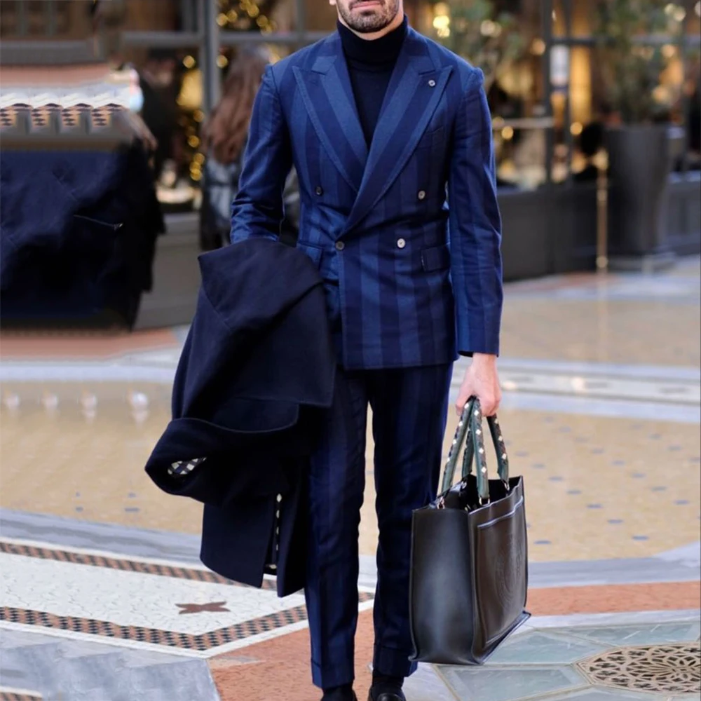 

Luxury Men's Suits 2 Pieces Jacket Pant Sets Special Occasion Double Breasted Peak Lapel Male Fashion Clothing Blazer Homme