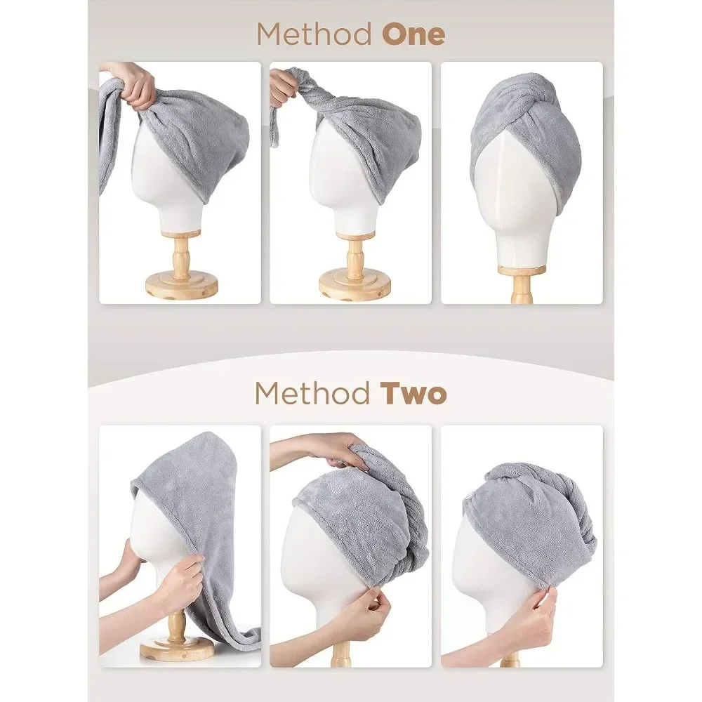 Dry hair cap super absorbent quick-drying thickened hair washing hair tie bath cap wiping head towel 70*25 cm 3 colors Mixed