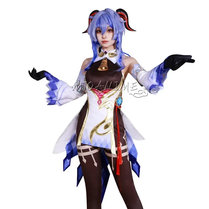 sisi 2233High Quality Costume Ganyu Genshin Impact Gan Yu Cosplay Wig Horns Anime Game Sexy Jumpsuit Halloween Party Outfit for