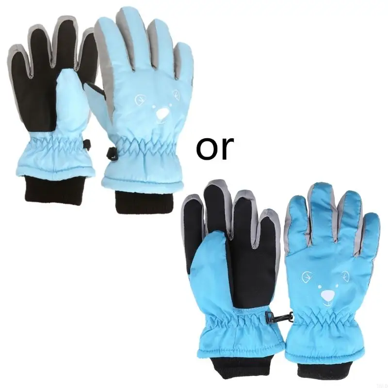 قفازات T8UD للأطفال للتزلج على الدراجات قفازات سميكة دافئة وقفازات وجه الدب اللطيفة