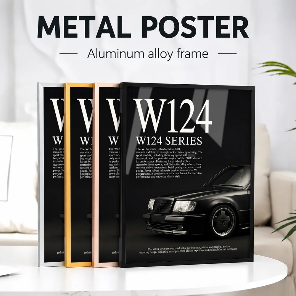 Sleek Classic Old Black Car Metal Poster With Aluminum Alloy Frame Customized Photo Industrial Visual Style Wall Art For Study
