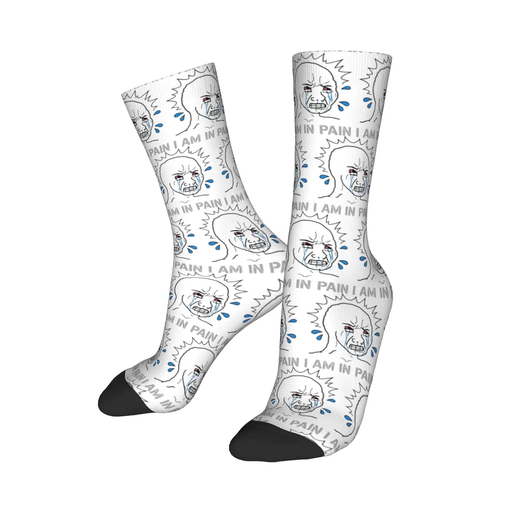 Cool Intense Crying Wojak Face Anguish  Football Socks  Polyester Crew Socks for Women Men Non-slip,