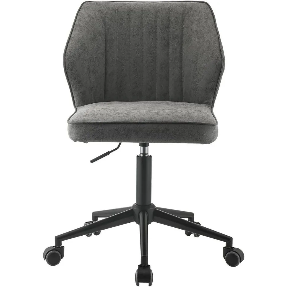 كرسي مكتب دوار Benjara BM251041 مع خياطة وقاعدة نجوم باللون الرمادي