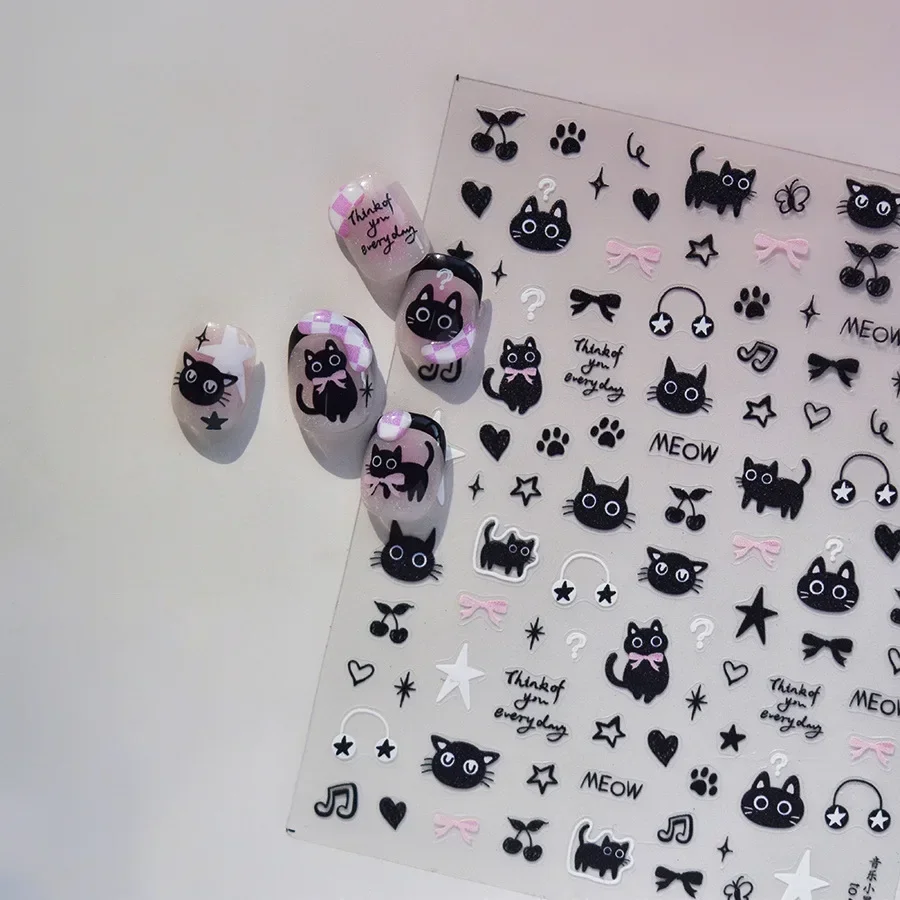 1 pièces Chibi personnage Susuwatari Eggette mignon Anime dessin animé ongles autocollants Kawii Nail Art Weeb dessin animé Relief auto-adhésif décalcomanie