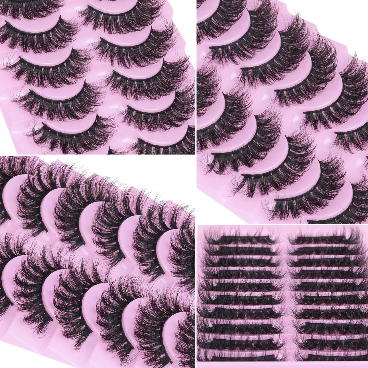 10 Pairs Fluffy Volume False Eyelashes - Visibly Thickened Natural Full Lashes - Fake Eyelashes