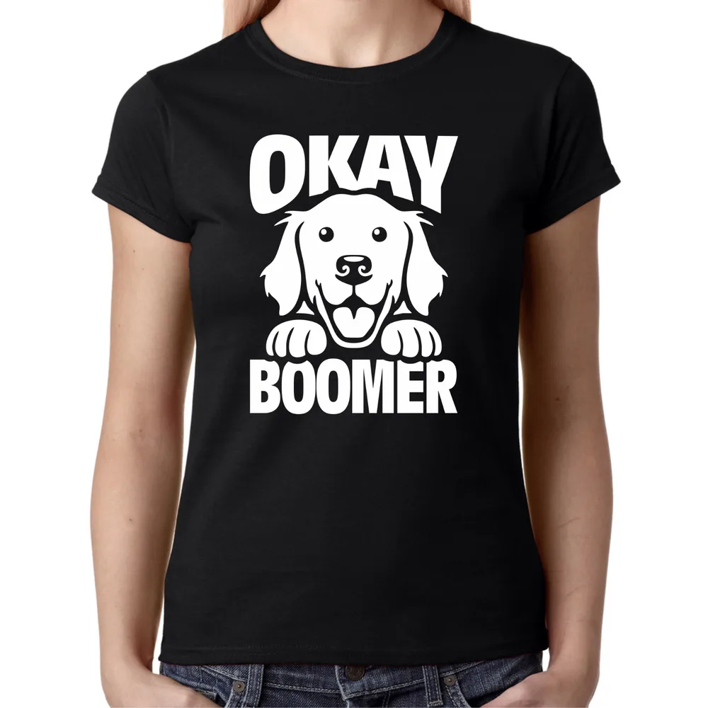 Okay Boomer Ok Generation To Meme Dog Patter Comedy Fun Ladiesfor Man Woman Short Summer Tees Casual Cotton Luxury Brand