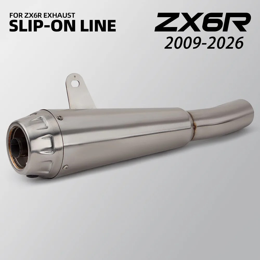 

ZX6R Exhaust Muffler For Kawasaki ZX-6R ZX636 2009-2026 Motorcycle Exhausts Slip on Line Kit Super Racing Pro Race Tail Tube