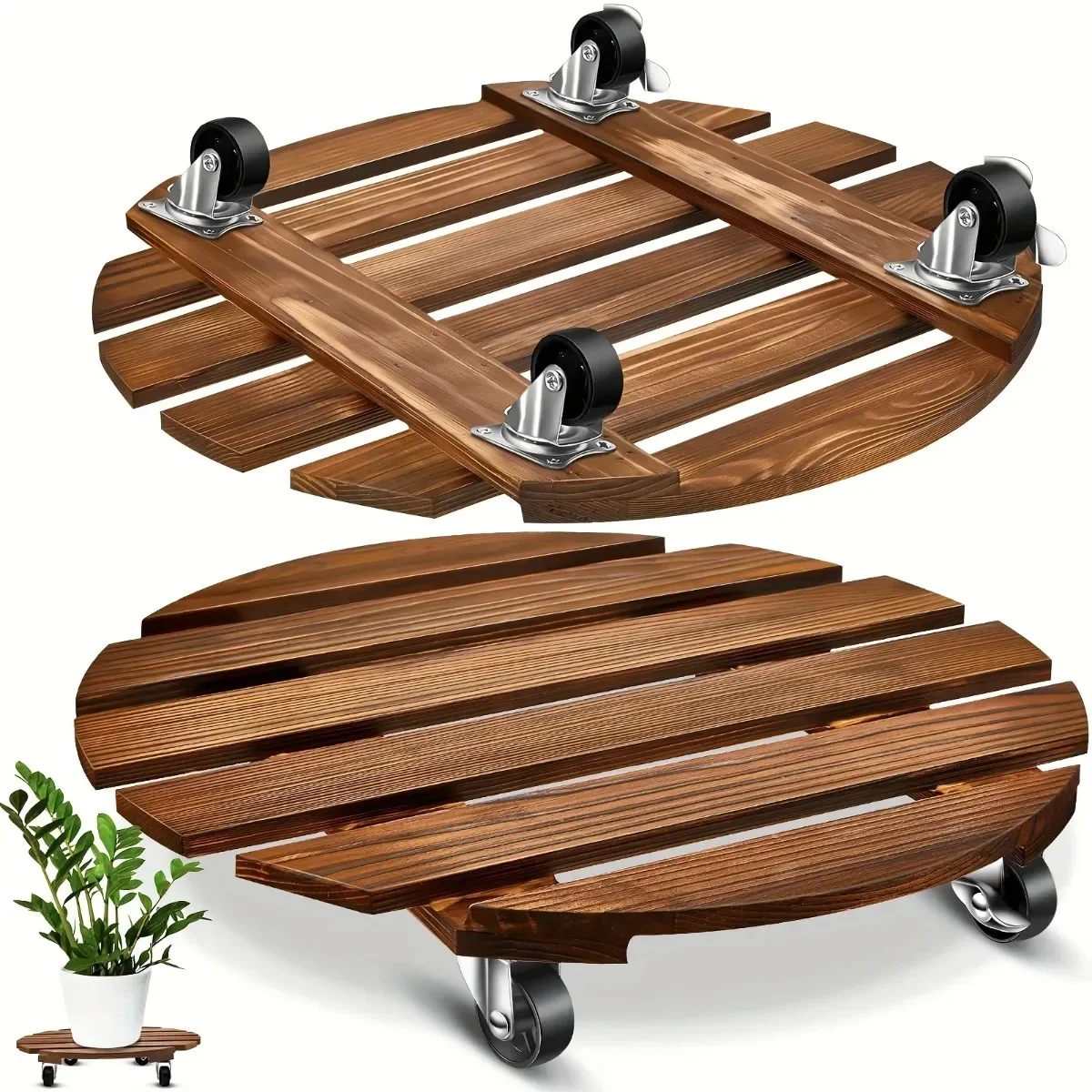yesHeavy Duty Plant Caddy with Wheels Movable Metal Plant Cart Lockable Rolling Stand for Indoor Outdoor Garden Balcony Use