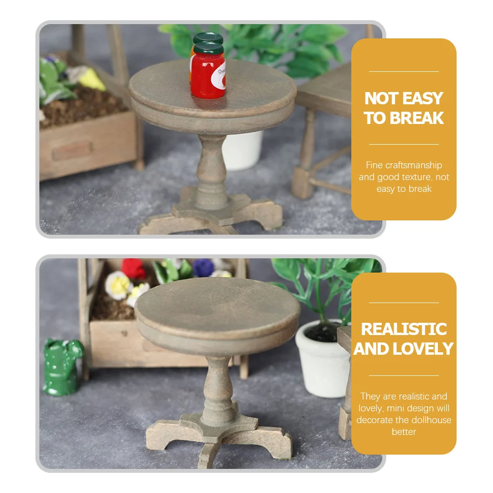 

Mini Furniture Round Table for Dollhouse Decoration Realistic Wooden Dollhouse Furniture Accessories for Kids Imaginative Play