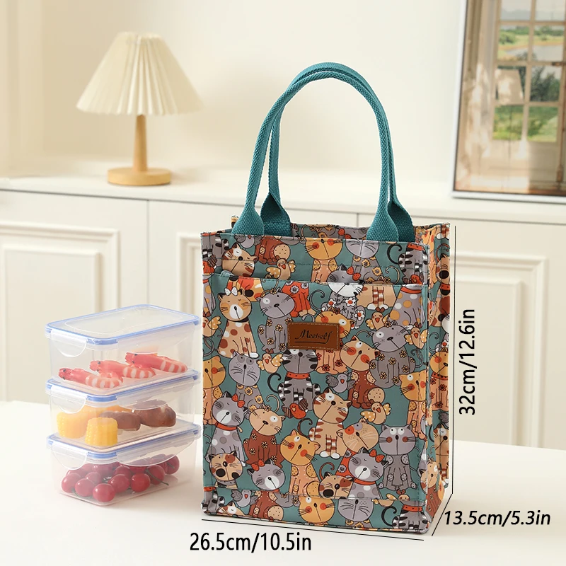 Thickened lunch box bag, large bento bag, bento bag with food, warm, refrigerated, durable hand-held insulated bag