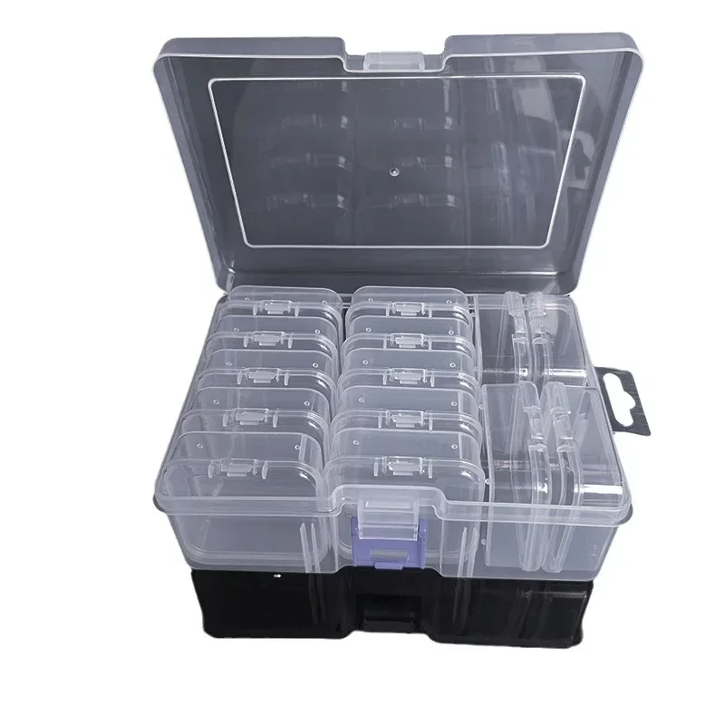 14 Compartments/Set Transparent Plastic Storage Box, DIY Hand-Painted Accessories Storage Box, Multi-Purpose Storage Tool