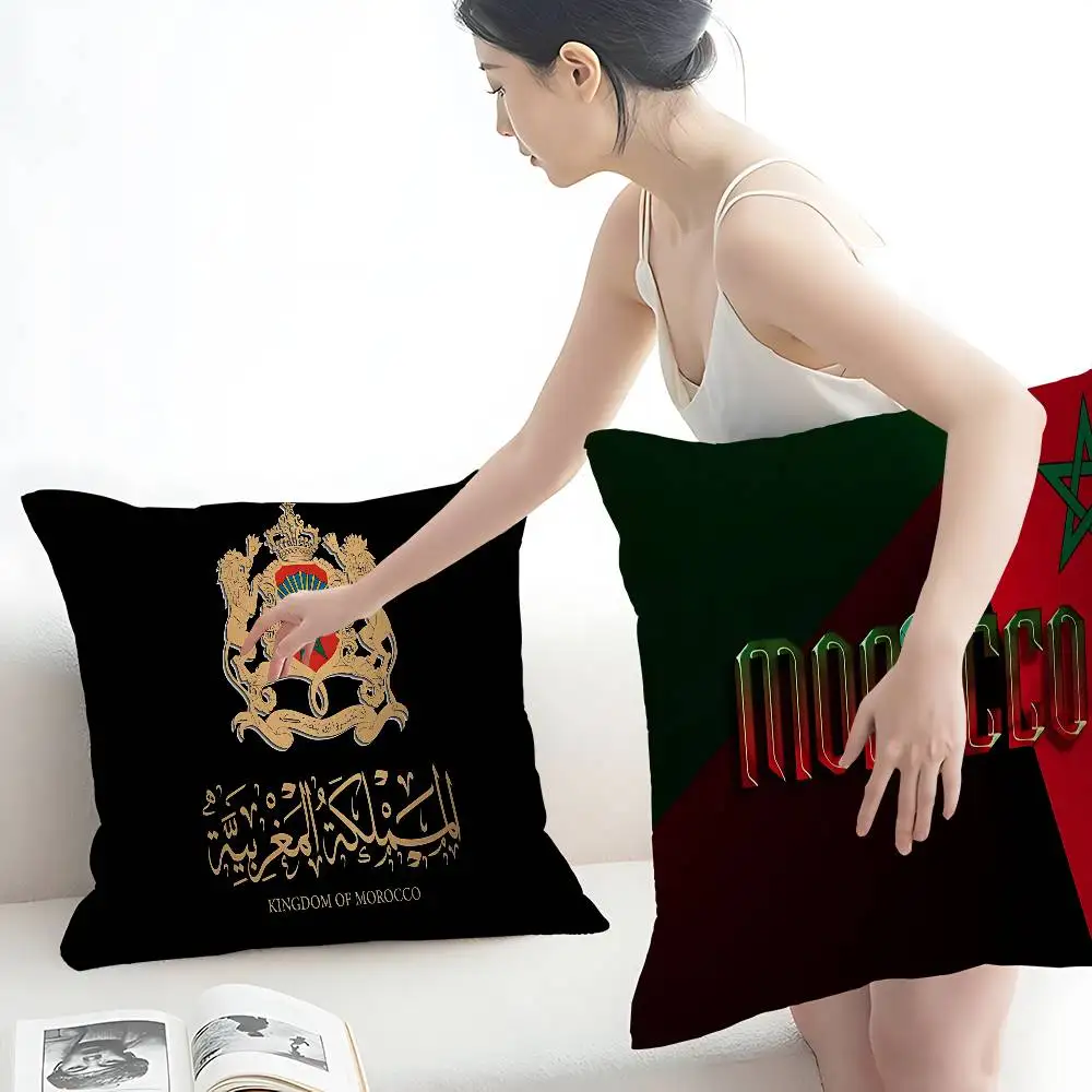Morocco Map Flag Personalized picture text home decorative pillows Household Gifts 45x45cm