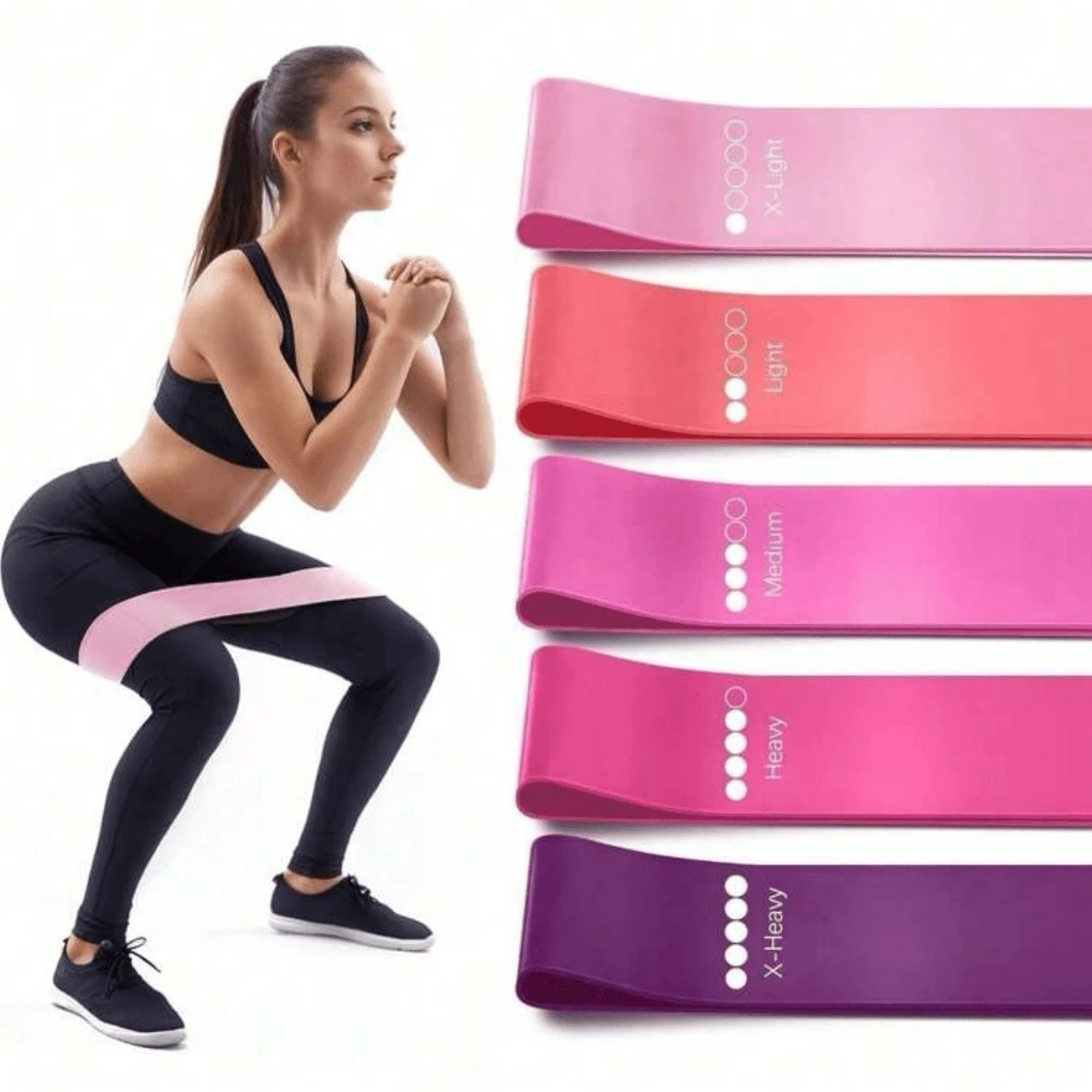 Home Gym Resistance Bands Set - Non-Slip Hip Booty Bands for Yoga, Pilates & Lower Body Toning