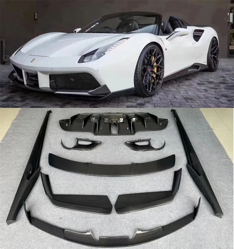 

For Ferrari 488 NOVITEC Style High Quality Real Carbon Fiber Front Lip Rear Diffuser Bumper Side Skirt Spoiler Body Kit