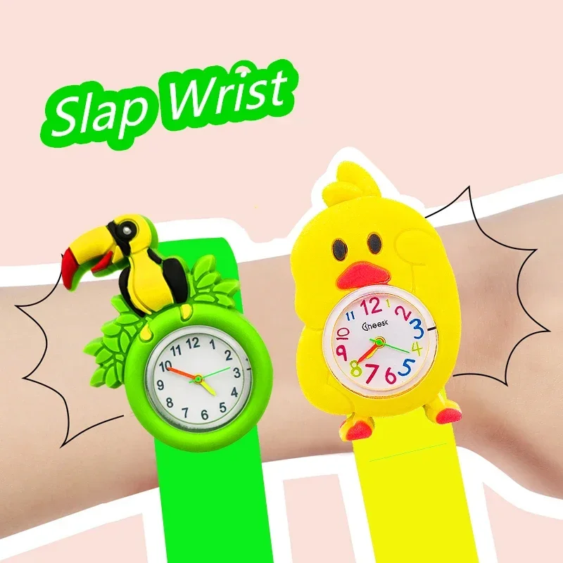 Cartoon Toucan Flamingo Children\'s Watches Baby Birthday Gifts Baby Study Time Clock Girls Boys Kids Watch Toy Spare Battery