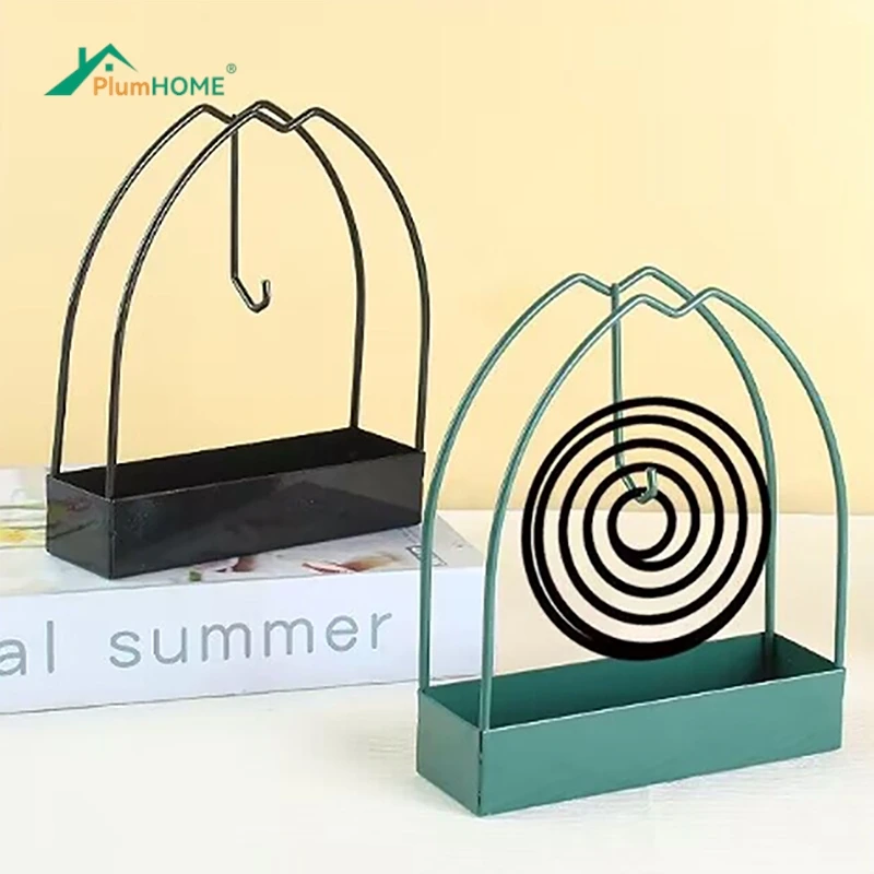 Iron Mosquito Coil Holder & Incense Burner Frame Incense Holders Coil Modern Repellent Incense Rack For Indoor Outdoor Patio