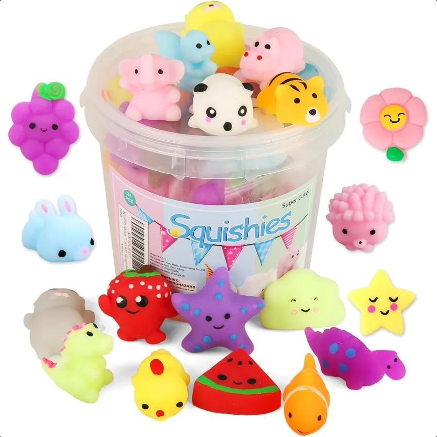 

KINGYAO Squishies Squishy Toy 24pcs Party Favors for Mochi Squishy Toy moji Mini Kawaii squishies Mochi Str Reliever Anxiety To