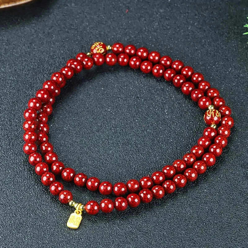 

Браслет из натуральных необработанных киновари с несколькими кругами из бисера, ювелирные изделия унисекс