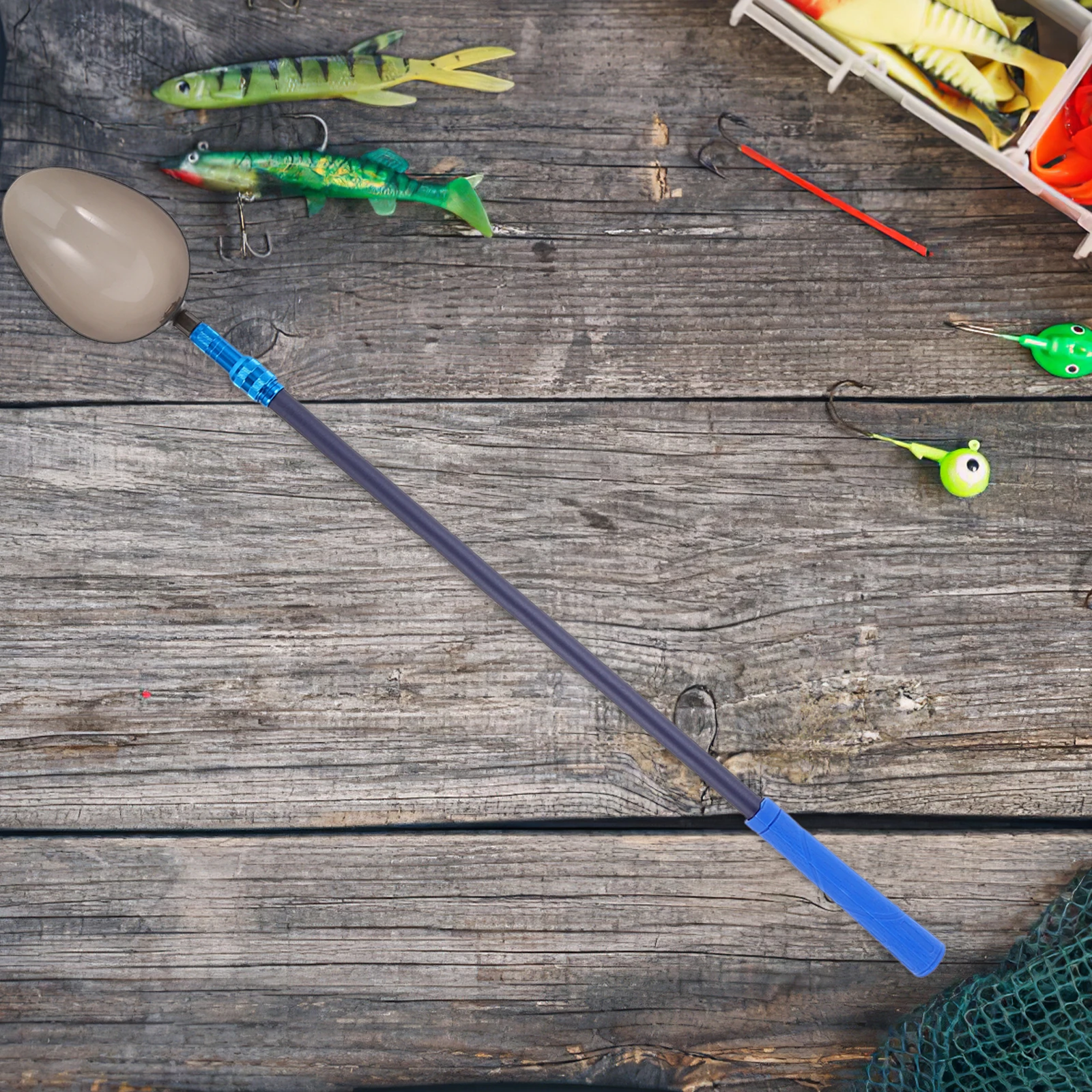 

Fishing Bait Scoop Tool Long Casting Replaceable Head Plastic Feeding Device Beginner Friendly Outdoor Multifunctional