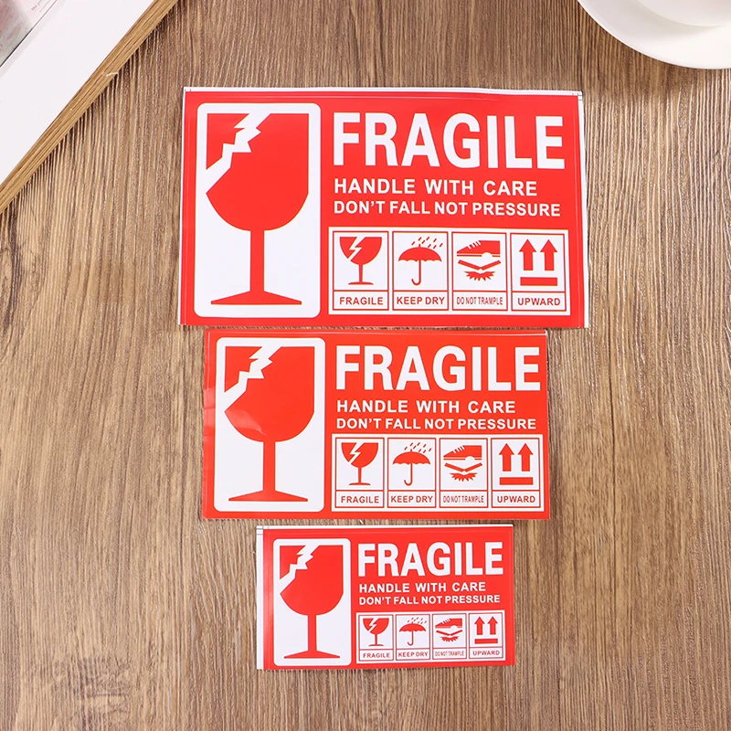 100Pcs Fragile Warning Label Sticker Hazard Warning Sign Handle With Care Keep Express Label Adhesive Logistics Accessories