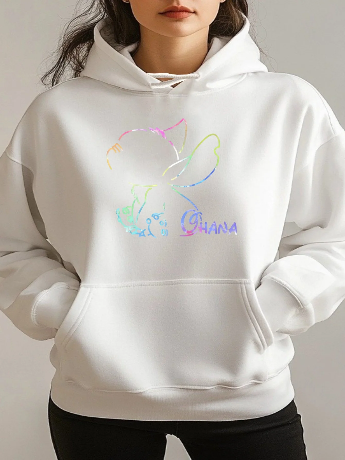 レディース ディズニー ステッチ シリーズ パーカー コットン コージー フリース フーディ スウェットシャツ プルオーバー 秋冬 オーバーサイズ ルーズ トップ コート スウェット