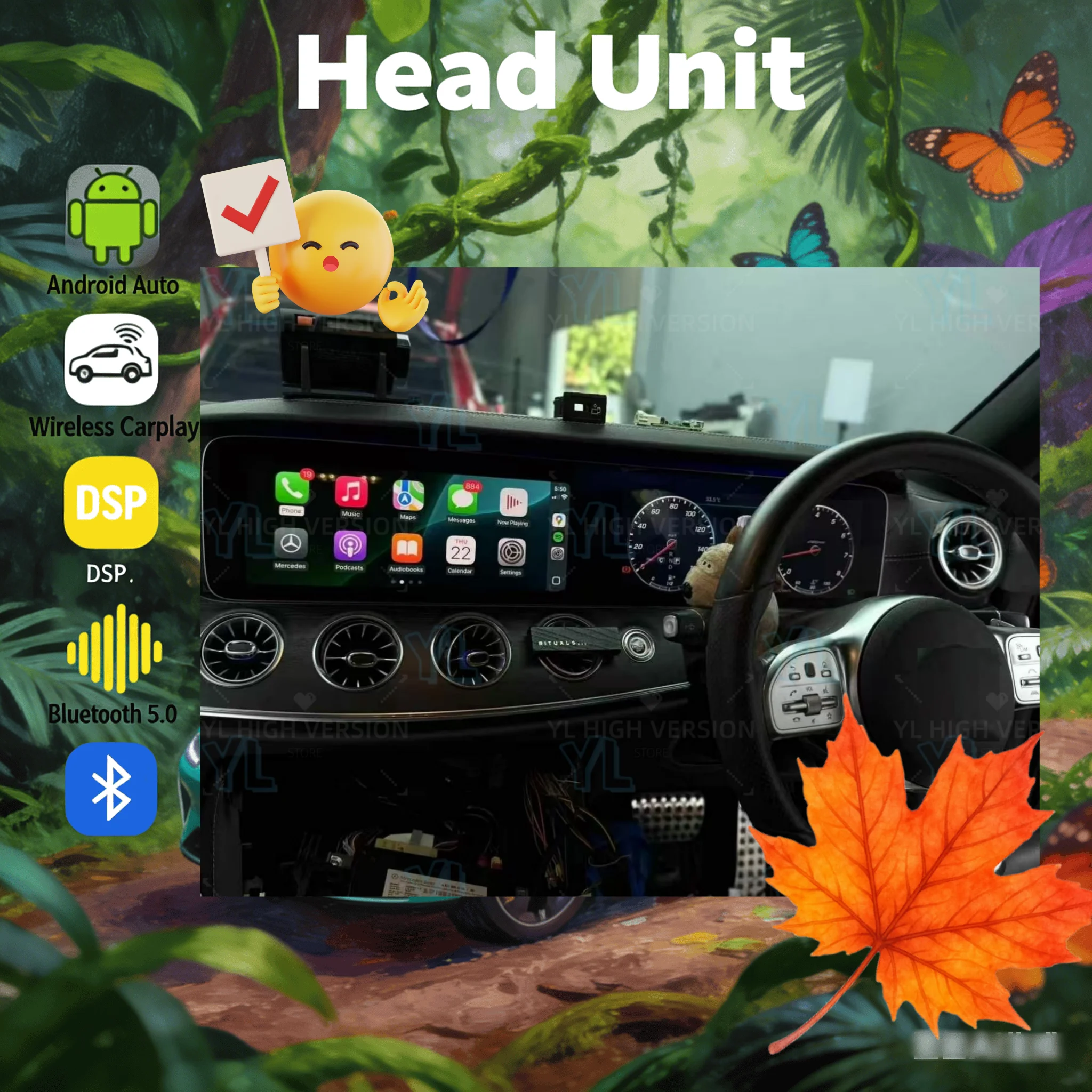 

RHD 24.6" Dual Screen For Mercedes Benz CLS 2012-2017 2018-2025 W257 GPS Navigation Android13 Wireless Carplay 4G Bluetooth 5.0