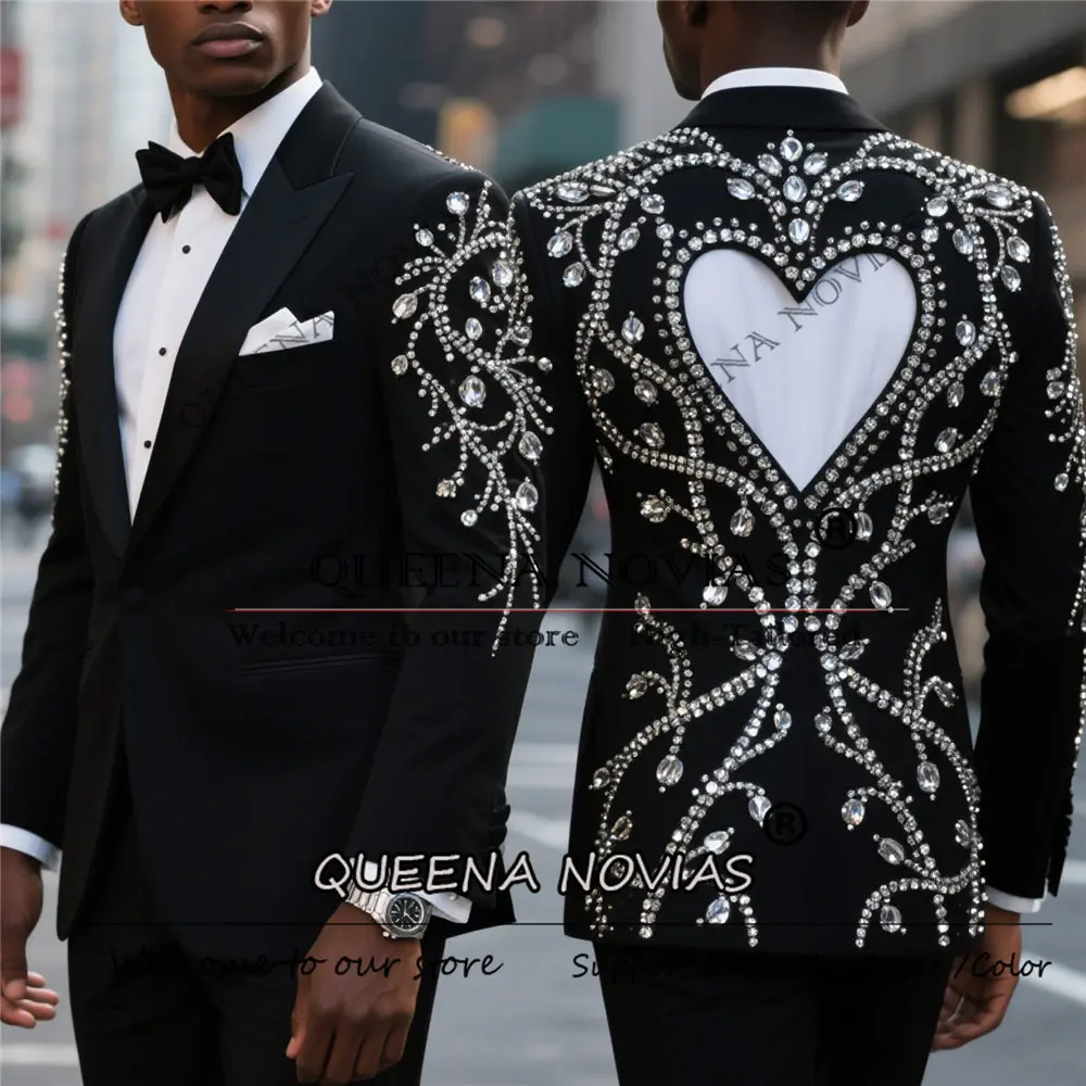تخصيص العريس الزفاف البدلات الرسمية قطع التدريجي 2 قطعة مجموعات الرائعة مطرز الماس واحدة الصدر حفلة موسيقية الحلل رجل وتتسابق #4
