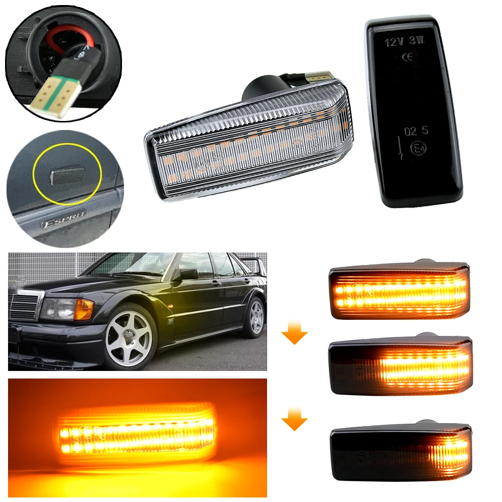 

Для Mercedes Benz C-Class W201 W202 E-Class W124 S-Class W140 SL-Class R129 Светодиодные боковые габаритные огни автомобиля Ретранслятор сигнальных огней