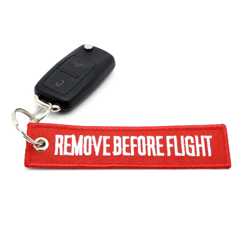 10 Piece Remove Before Flight keychain Red Tag Keyring