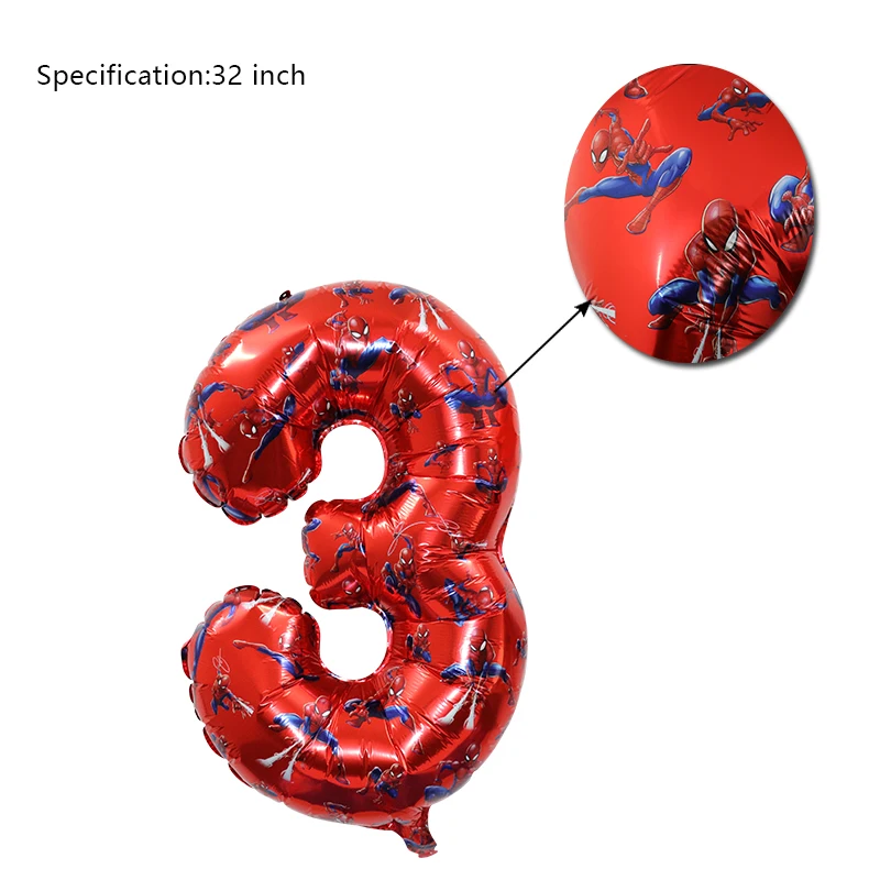 SpiderMan Birthday Party Decoration New Pattern Number Balloon For Kid Event Supplies Banner Backdrop Children Gift