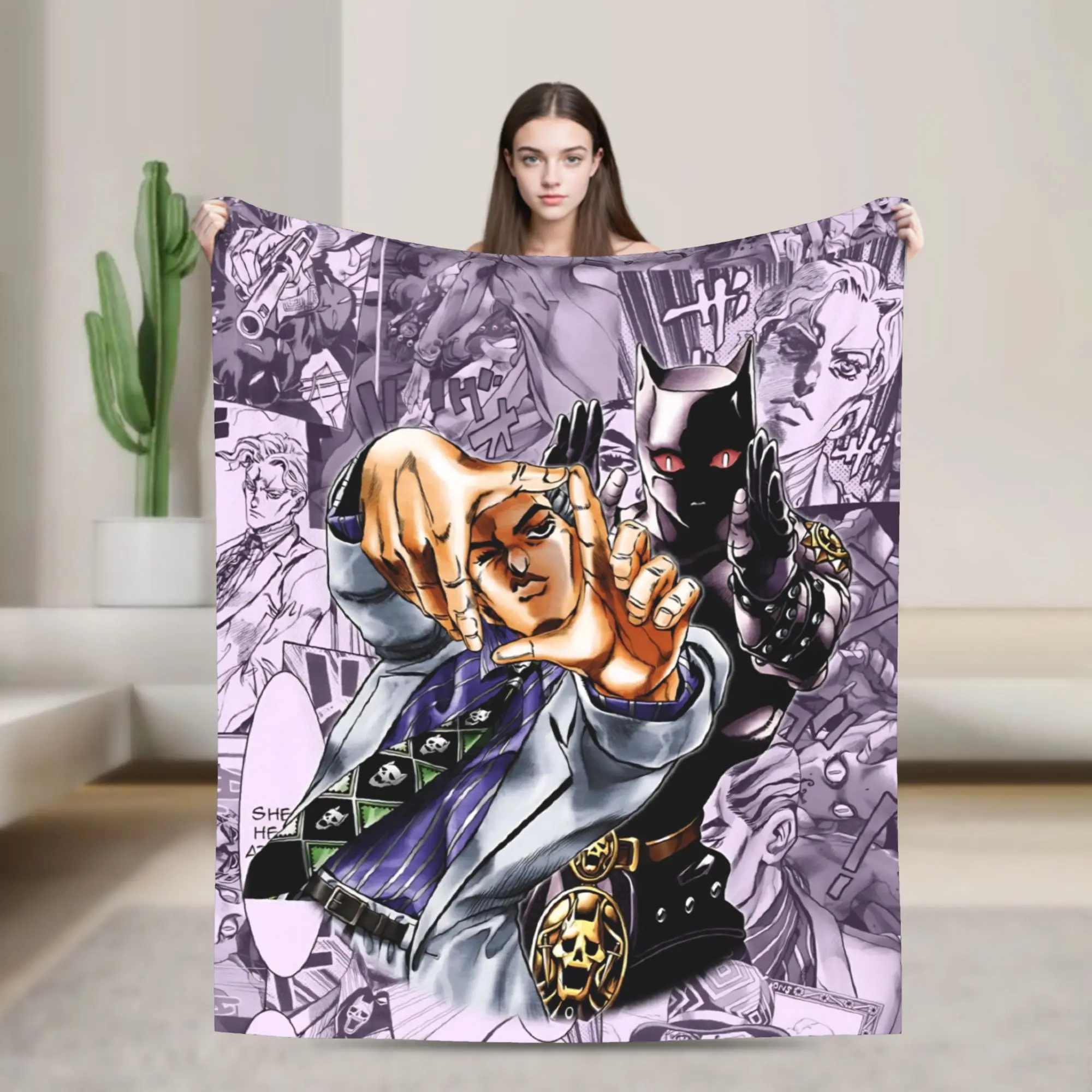 J-JoJos Bizarre Adventure Blanket Fleece All Season Multi-function Lightweight Thin Throw Blankets for Sofa Plush Thin Quilt