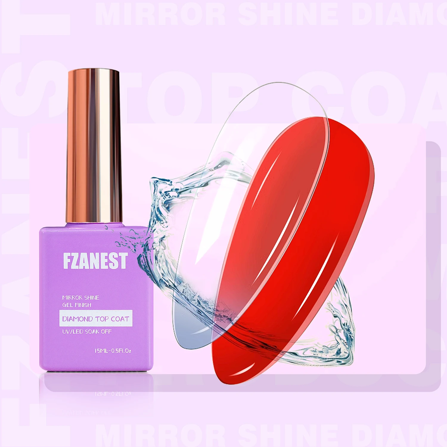 FZANEST-carcasa superior sin limpieza, Gel superbrillante, capa superior de alto brillo, 15ml, Base de esmalte de uñas de Gel de alto brillo diamante y duradero superior