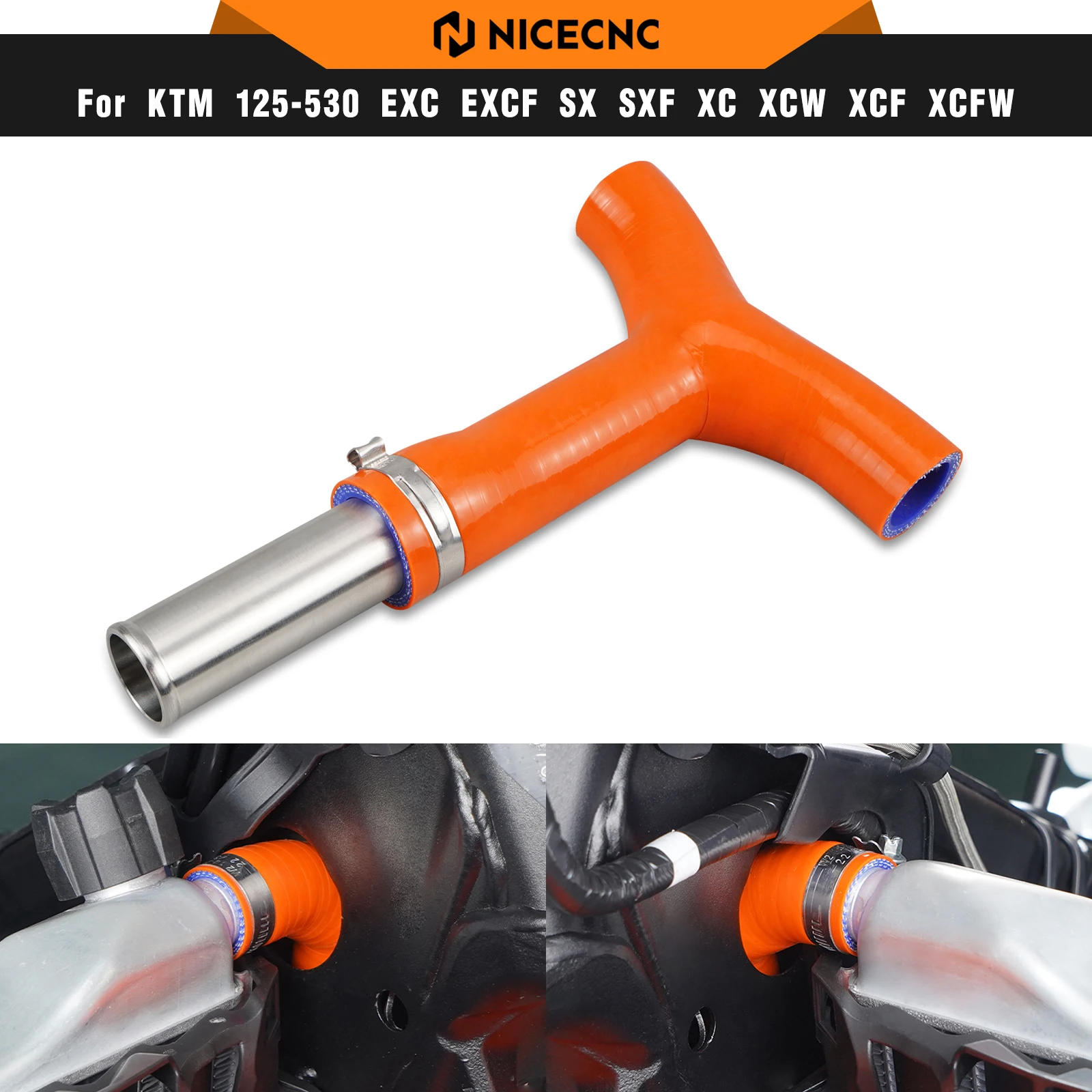 

NICECNC For KTM EXC 300 EXC-F 350 2020-2023 193MM Frame T-Piece Radiator Hose For Husqvarna TE 250i TE 300i FE 450 GasGas EC 300