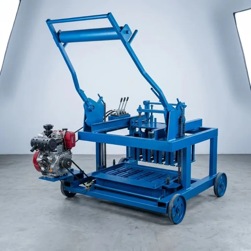 QMR4-45 Diesel Engine Mobile Block Making Machine Concrete Brick Molding Equipment For Hollow Block And Curbstone Paver