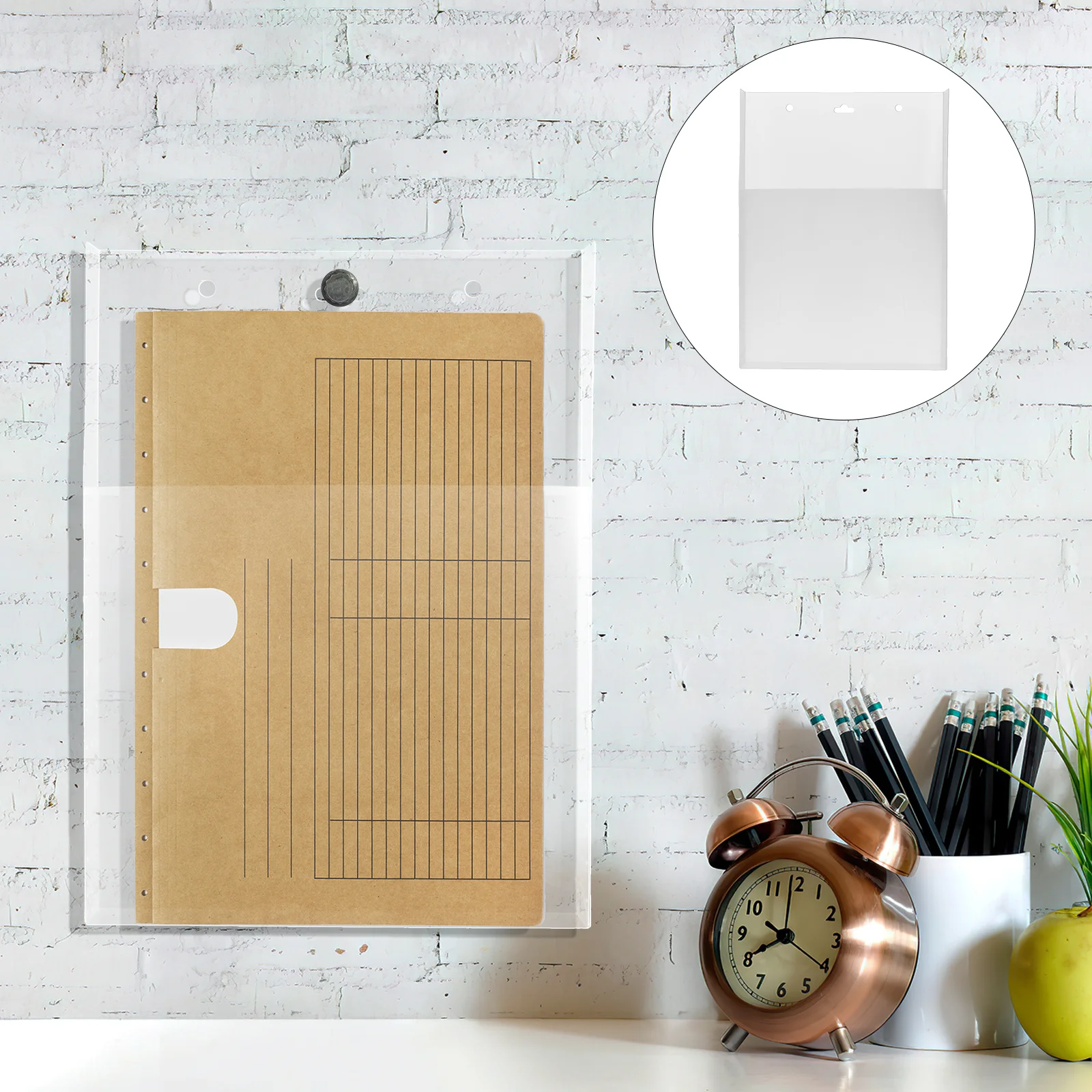 

2pcs Wall Mount File Organizer Lightweight Wall Pocket Holder Large Capacity Document Storage Bag For Office School Home Use